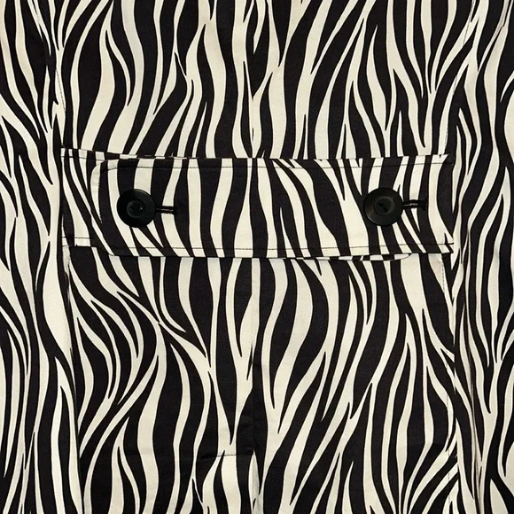 Worthington Zebra Print Trench Coat XL NWOT Stretch Black/White Cotton Funky - Picture 8 of 12